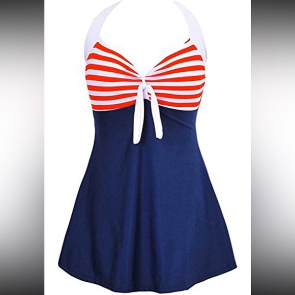 NWT Summer Mae vintage inspired swimsuit one piece dress sailor pin up inspo - Picture 1 of 10